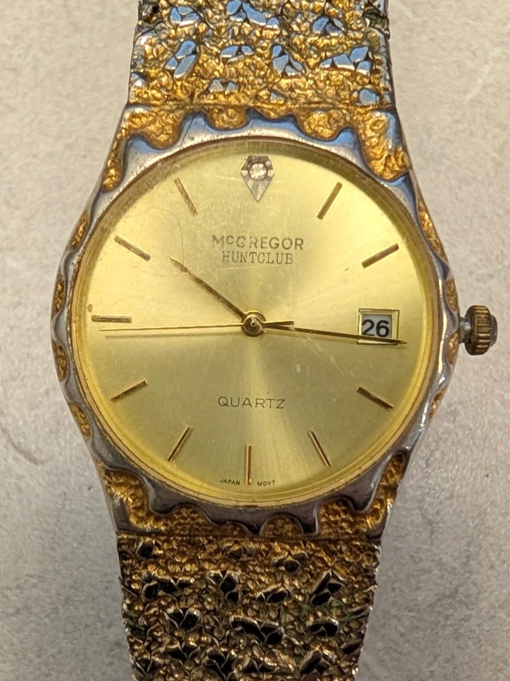 Working Vintage McGregor Huntclub Two-Tone Gold Nugget Men's Quartz Watch